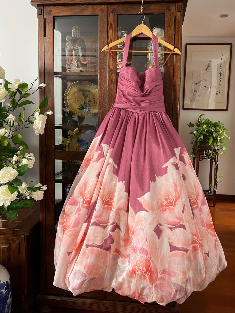 Leo Lin Nadia Voluminous Gown in Orient Print in Hibiscus AU6/US2 NWT - Picture 10 of 16